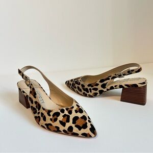 Sole Society Chic Leopard Print Cowhide Slingback Block Heels Women’s 8